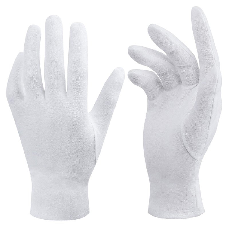 OHAVBBEI 100% White Cotton Gloves for Dry Hands, Moisturizing & Eczema Overnight, Work Gloves Liners, Ideal for Sleep & Spa Treatment, Coin Jewelry Silver Inspection, Medium, One Size, 3 Pairs