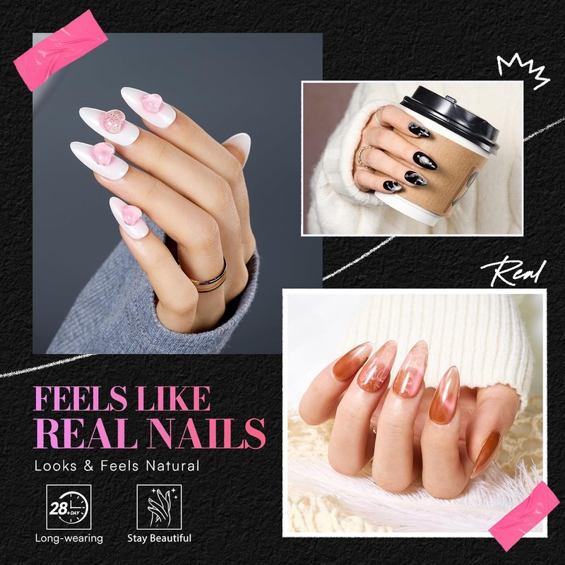 Makartt Almond Nail Tips - 504 PCS Pre-Etched Clear False Nails in 15 Sizes for Salon & DIY Use