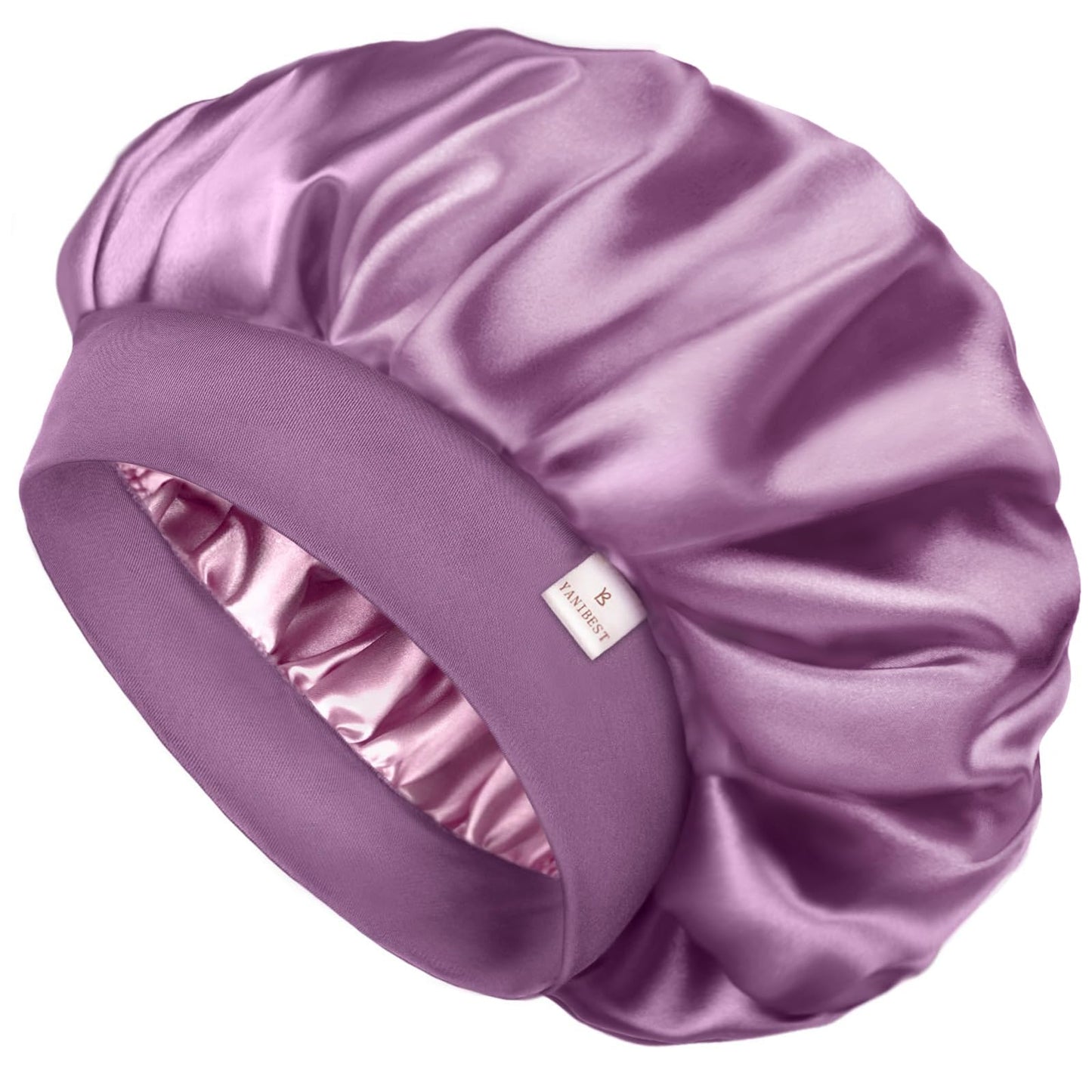 YANIBEST Silk Bonnet for Men Women Hair Bonnet for Sleeping Double Layer Satin Bonnet for Natural Curly Hair Unisex Sleep Cap, Purple