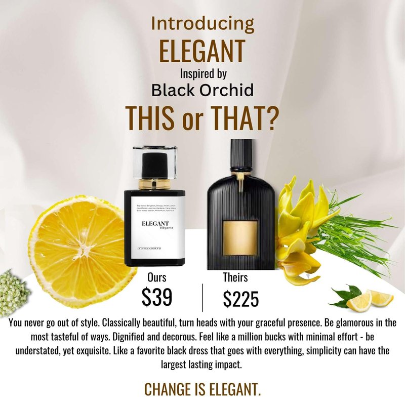 aromapassions ELEGENT | Inspired by TF BLACK ORCHD | Pheromone Perfume for Women | Extrait De Parfum | Long Lasting Dupe Clone Fragrance Oil| Perfume De Mujer | Patchouli Vetiver Essential oils.