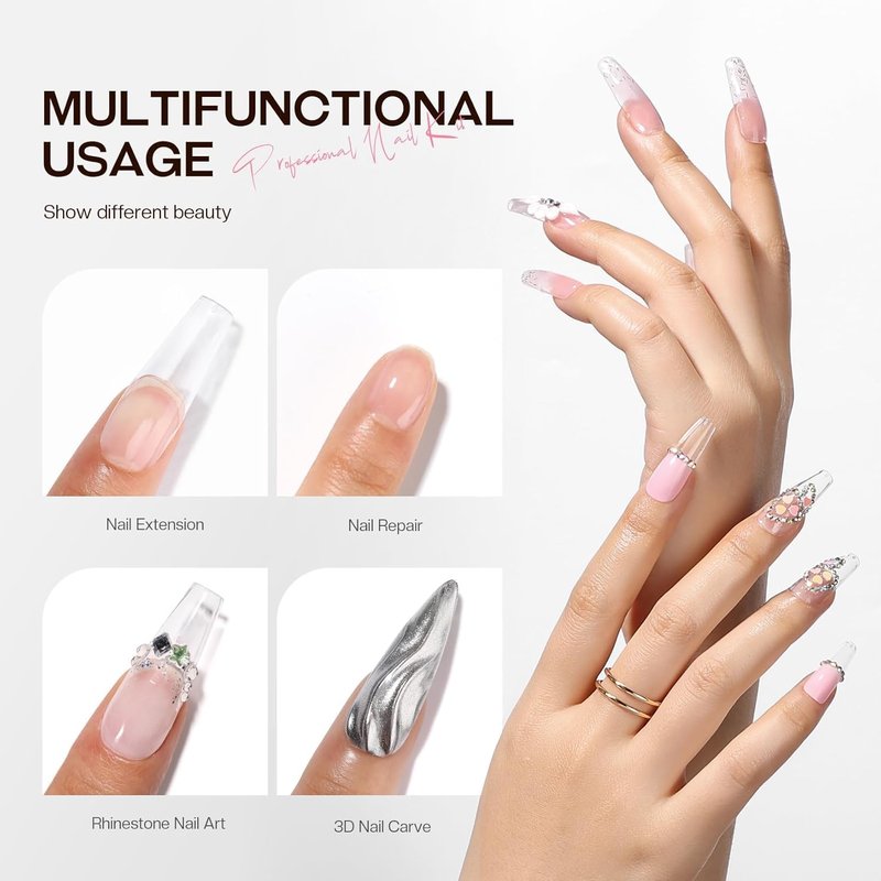 Morovan Builder Gel for Nails - Long-Lasting Clear Hard Gel for Nail Extensions & Strengthening | 15ml