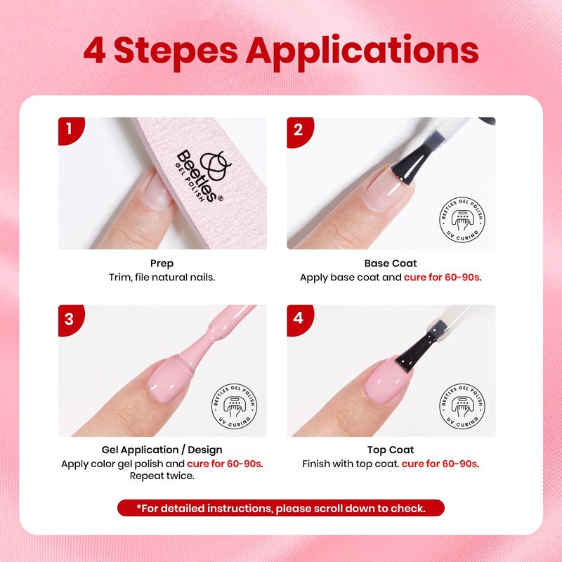 Beetles 22 Pcs HEMA-Free Gel Nail Polish Kit with U V Light - 6 Color Pink Black White Red Shiver Glitter Gel Polish Set Timeless Charm Gift-Ready Package Salon Manicure Kit Mothers Day Gifts