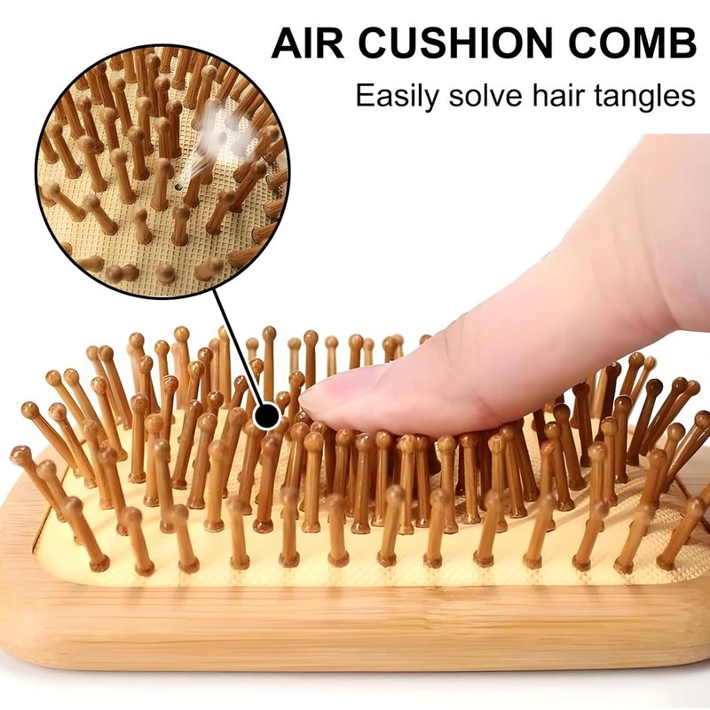 Skiennix Bamboo Hair Brush - Natural Wooden Paddle with Bristles for Hair Growth | All Hair Types