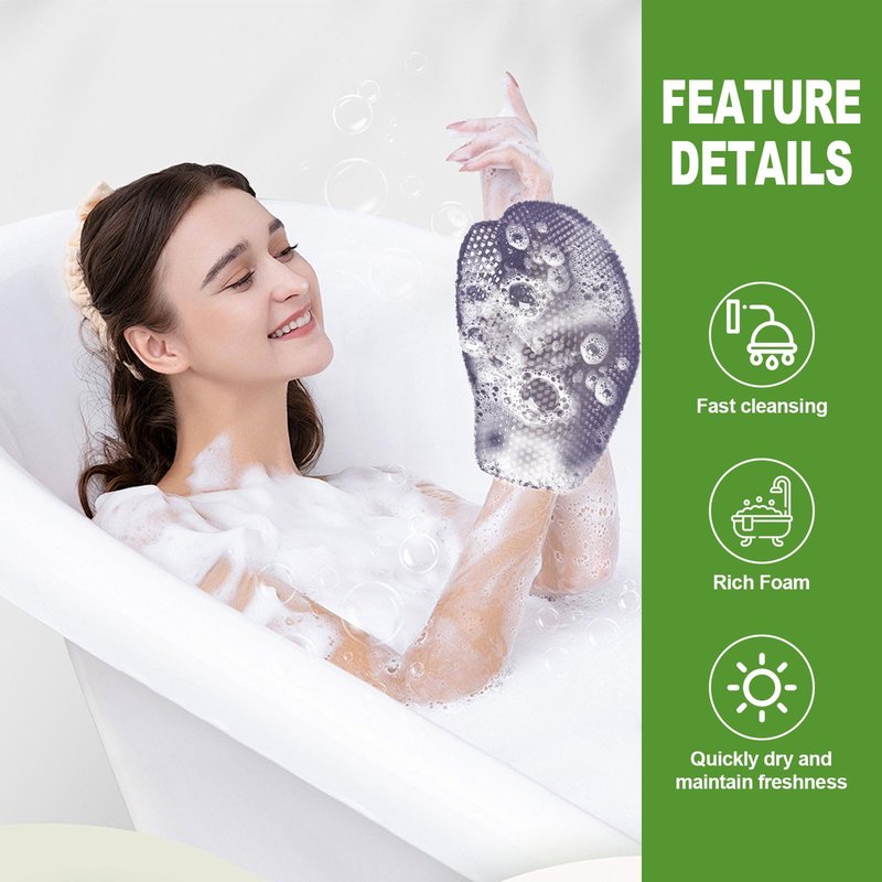 etspolt Exfoliating Glove Bath Mitt -Exfoliating Gloves for Shower, Body Scrubber for Deep Cleansing, Quick Drying Bath Gloves (Purple)