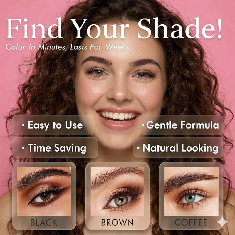 Natural Eyebrow & Eyelash Coloring Kit - Instant Salon Results, Easy DIY | 7ml Black