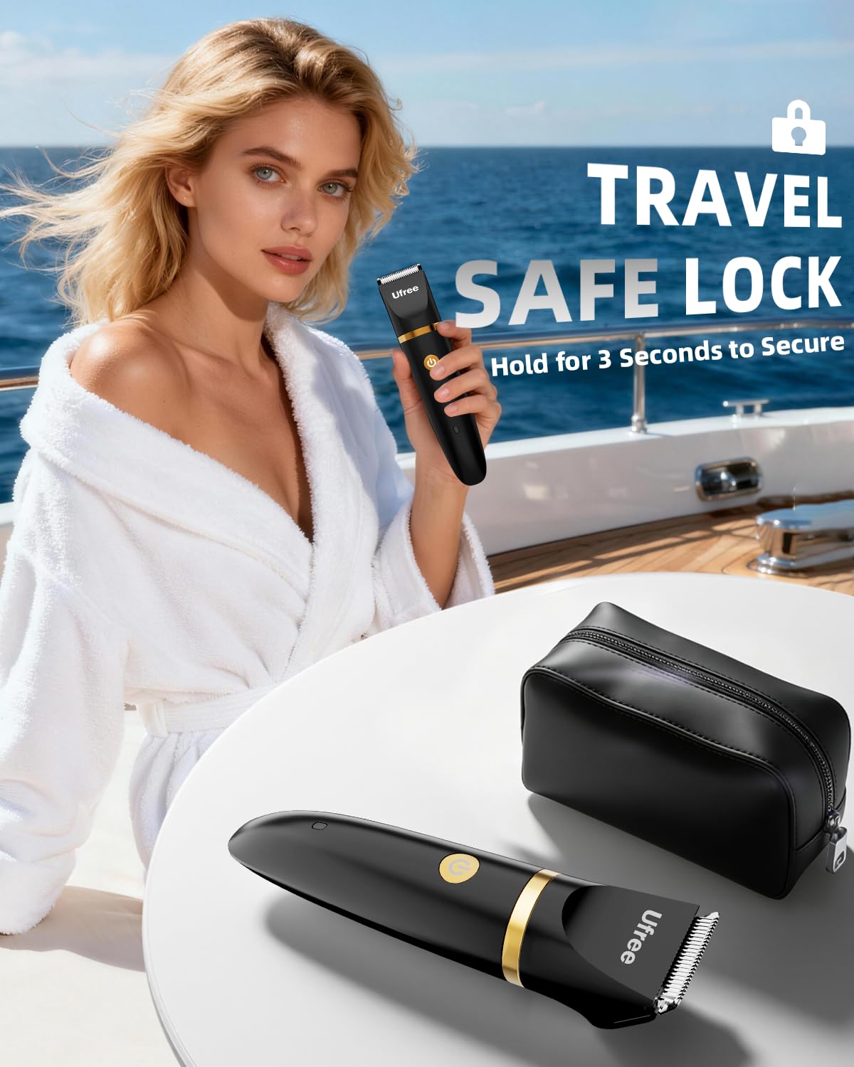 Ufree Bikini Trimmer - Rechargeable Electric Razor for Women | IPX7 Waterproof, Black Body Hair Shaver
