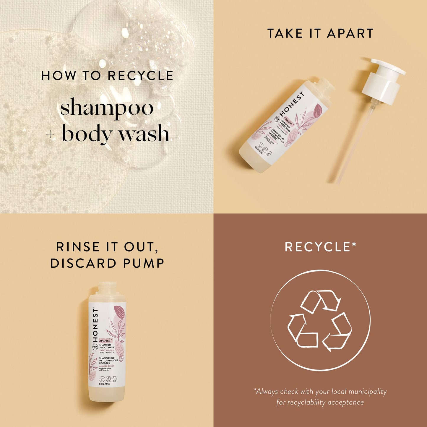 The Honest Company 2-in-1 Cleansing Shampoo Body Wash Gentle for Baby, Naturally Derived Tear-free Hypoallergenic Sweet Almond Nourish 10 fl oz
