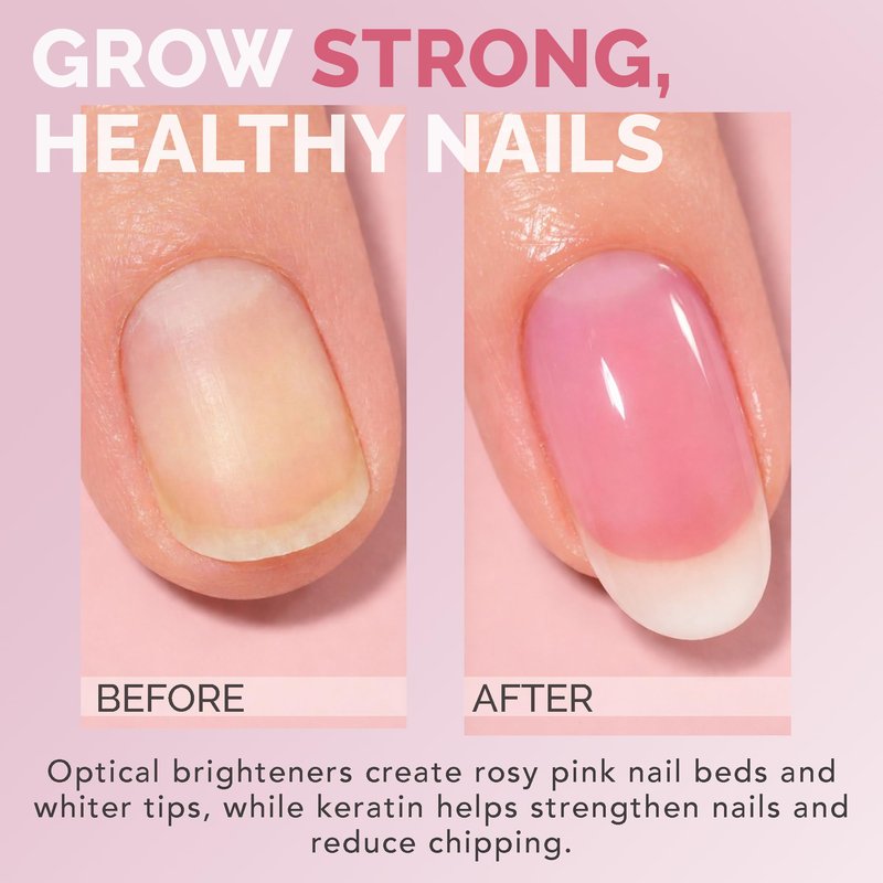 Perfect Formula Pink Gel Coat – Rosey Glow Nail Strengthener & Keratin Treatment, 0.6 oz - Protein-Rich, Glossy Pink Gel Nail Polish for Damaged Nails | Supports Growth & Repair