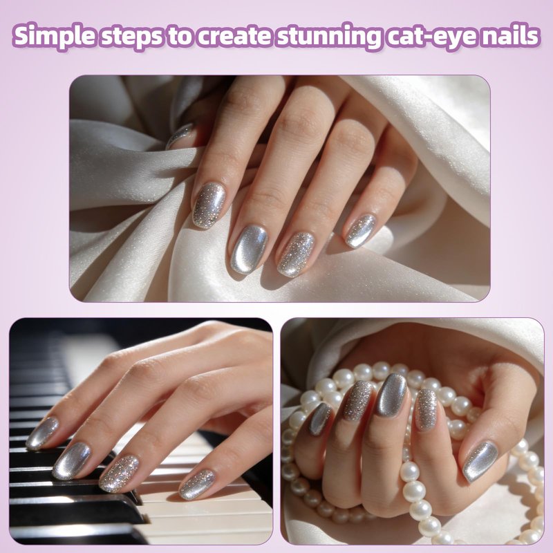 Cat Eye Magnet Nail Art Tool, Durable 3 in 1 Cat Eye Gel Polish Nail Art Magnet with Y-Type Accessories Multifunctional Magnetic Cateye Heart Manicure Tool Suitable for DIY Crafts Home Salon Studio