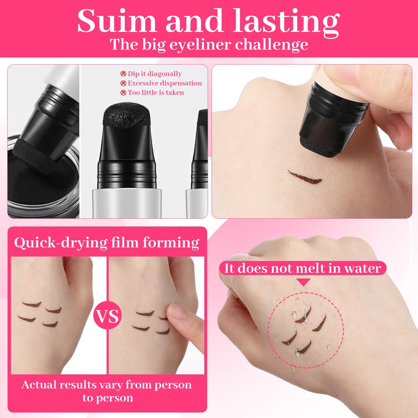 Thrymme 2PCS Winged Eyeliner Stamp Brown and Black, Stamp Wing Eyeliner, Long Lasting Waterproof for Winged Cat Eye, Easy Beginner Stamps & Precision Brush (Brown and Black)