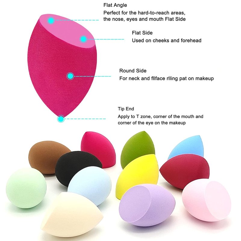 Skiennix 12-Piece Makeup Sponge Set - Latex-Free Flawless Soft Blenders for Powder & Liquid Applications