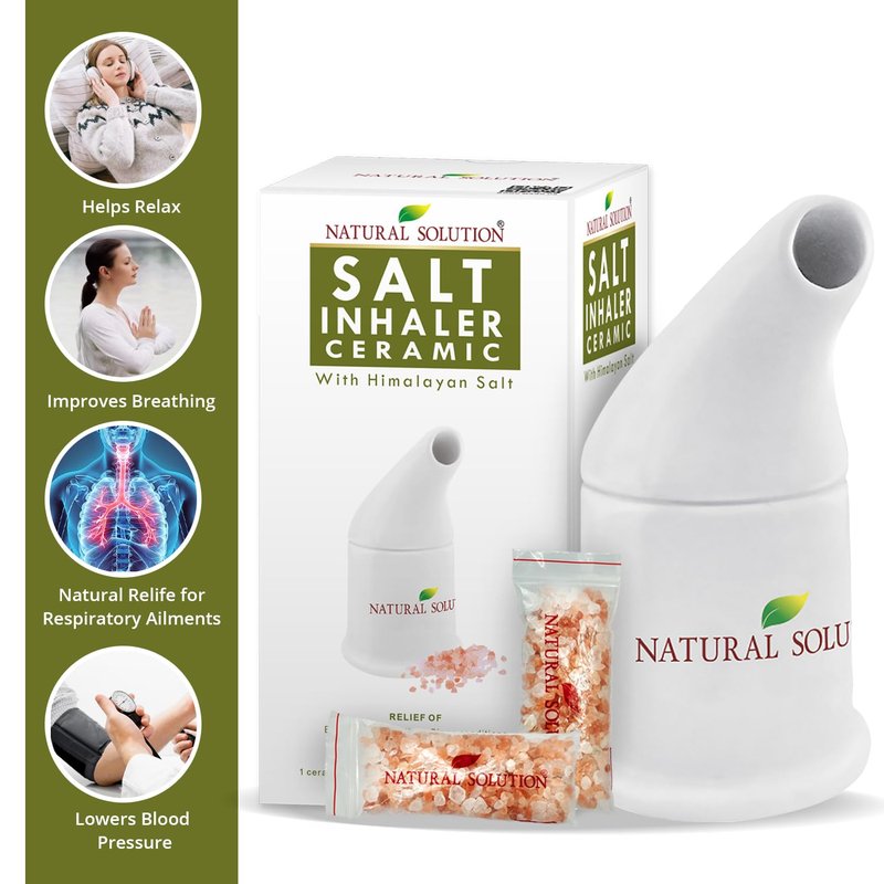 Natural Solution Ceramic Pink, Cleans The Respiratory System Great for Allergy, Asthma Relief, and Other Respiratory Conditions , Salt Inhaler, 1 Count