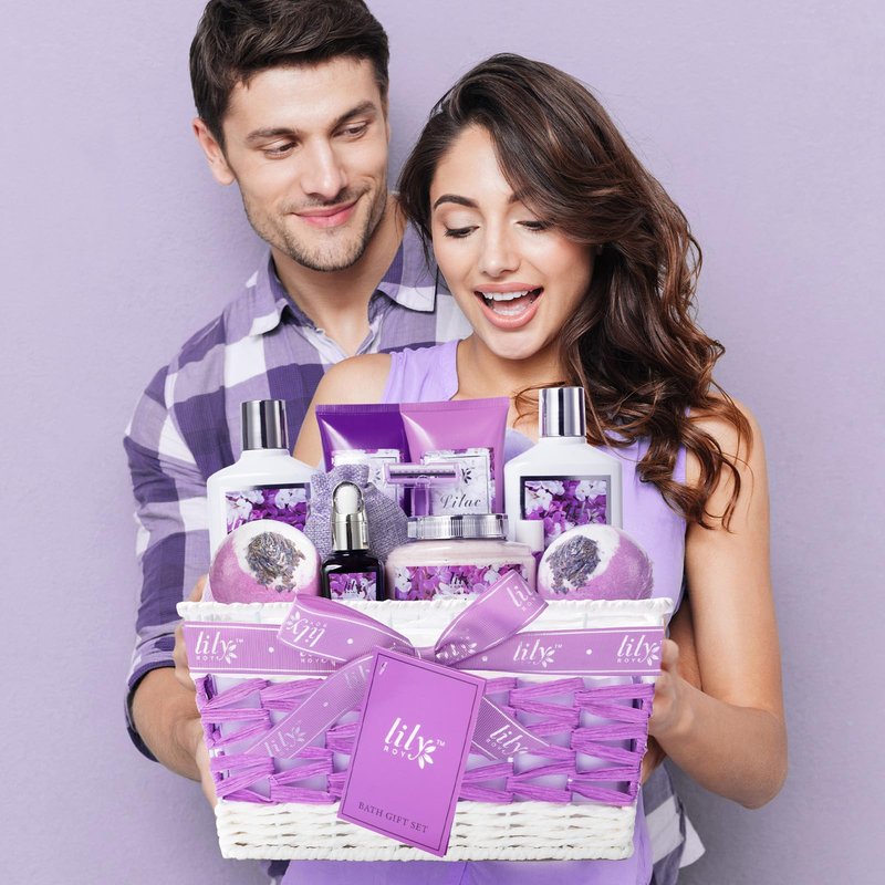 17Pcs Spa Gifts Spa Kit - Perfect Lavender Lilac Spa Gift Baskets for Women