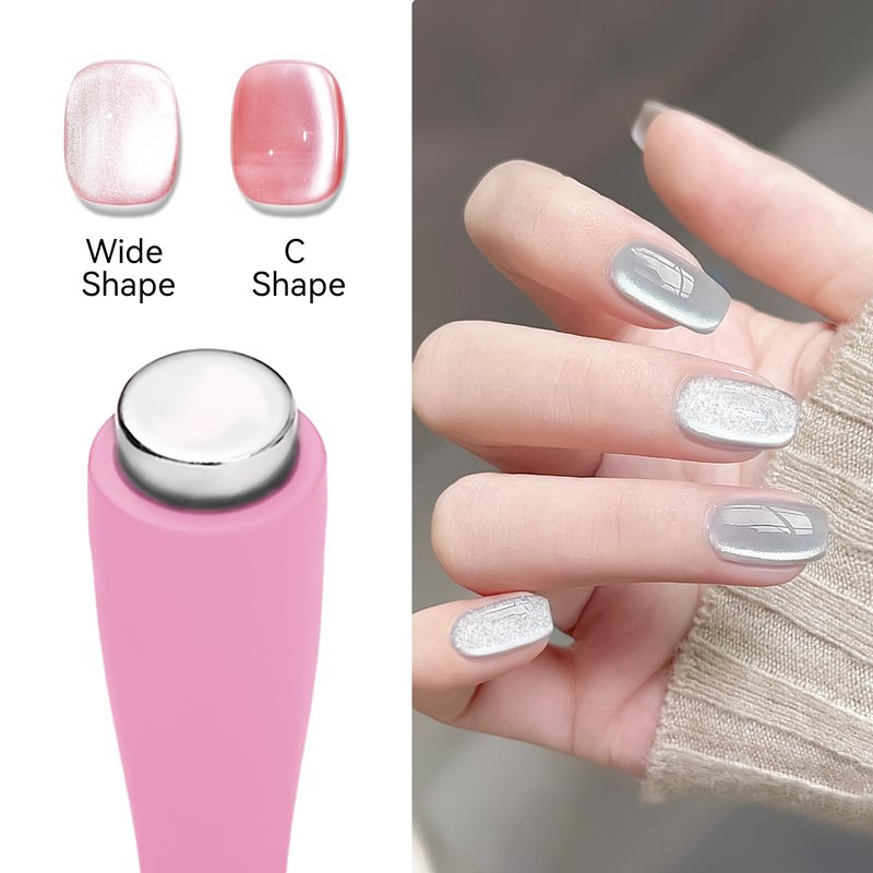 MIZHSE 5 in 1 Nail Magnet Tool, Multifunctional Cat Eye Magnet, Pink Magnet Stick for Magnetic Cat Eye Effect, Nail Art Pen for Nail Design Salon Home DIY