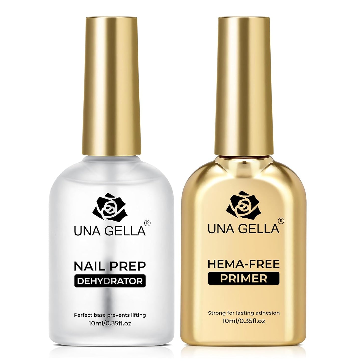 UNA GELLA Nail Dehydrator & Primer Set - HEMA-Free, Acid-Free Nail Prep for Acrylic & Gel Polish | 2x10ml