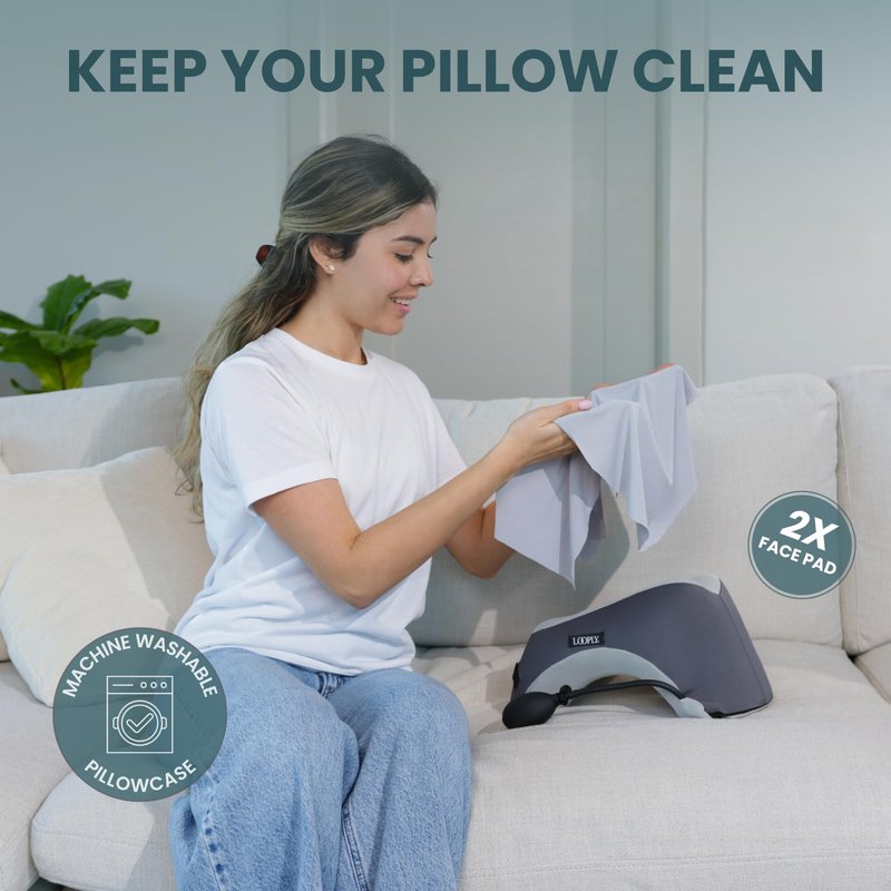 Face Down Pillow for Massage - Massage Headrest Face Cradle for Bed - Adjustable Height Massage Pillow Face Down with Breathable Design - Stomach Sleeping Pillow - Includes 2 Washable Pads