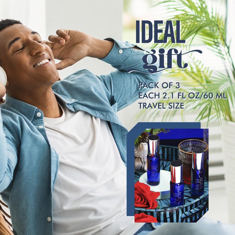 AQUA BLANCE Body Spray For Men, 2.1 Fl Oz/60 ML, Travel Size 3-Pack Set