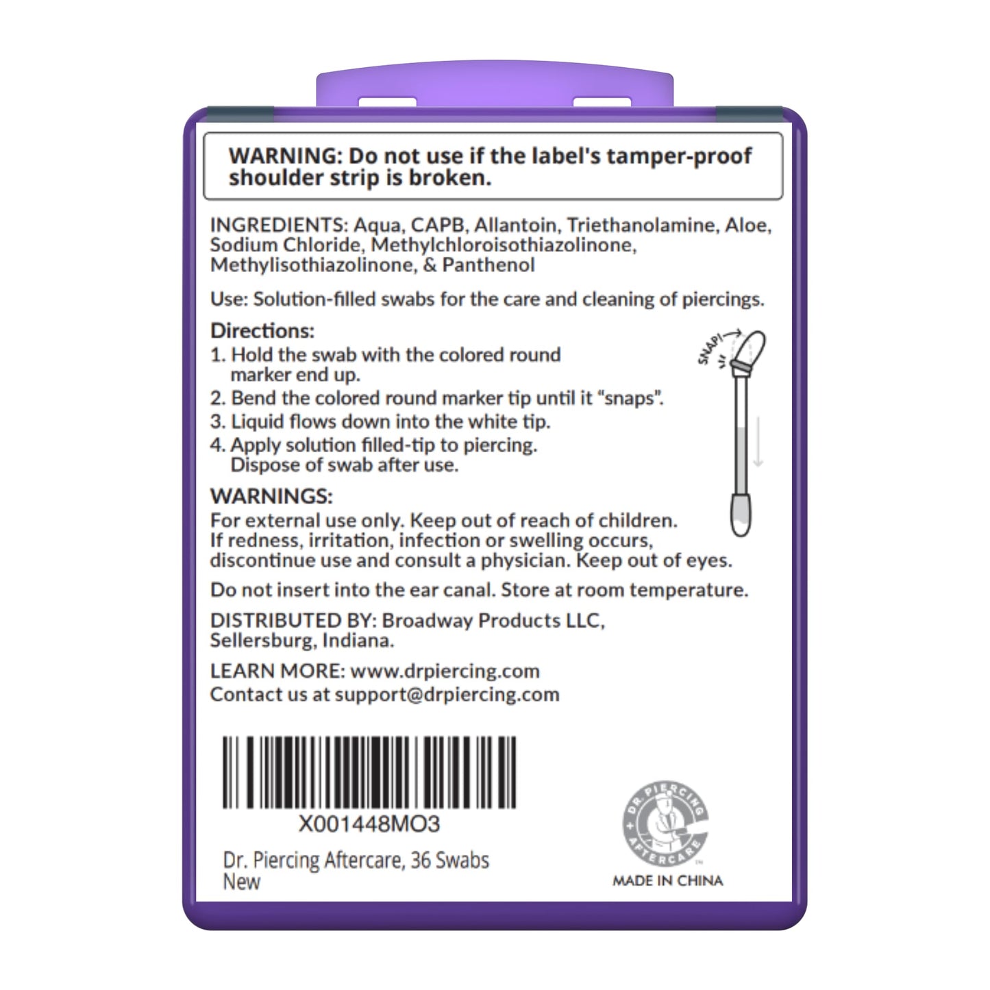 Dr. Piercing Aftercare Swabs – Piercing Bump Saline Solution for Cleansing Earring, Nose, Belly, and Ear Piercings – Gentle Saline Wash for a Refreshing Experience – 36 Easy-to-Use Swabs (1-Pack)