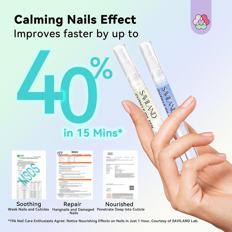 SAVILAND Cuticle Oil Pen - 6Pcs Plant-Based Nail Strengthener with Aloe & Vitamin E for Moisturizing & Repairing