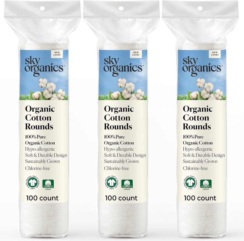 Organic Cotton Rounds for Sensitive Skin - 100% Pure GOTS Certified | 300 Count