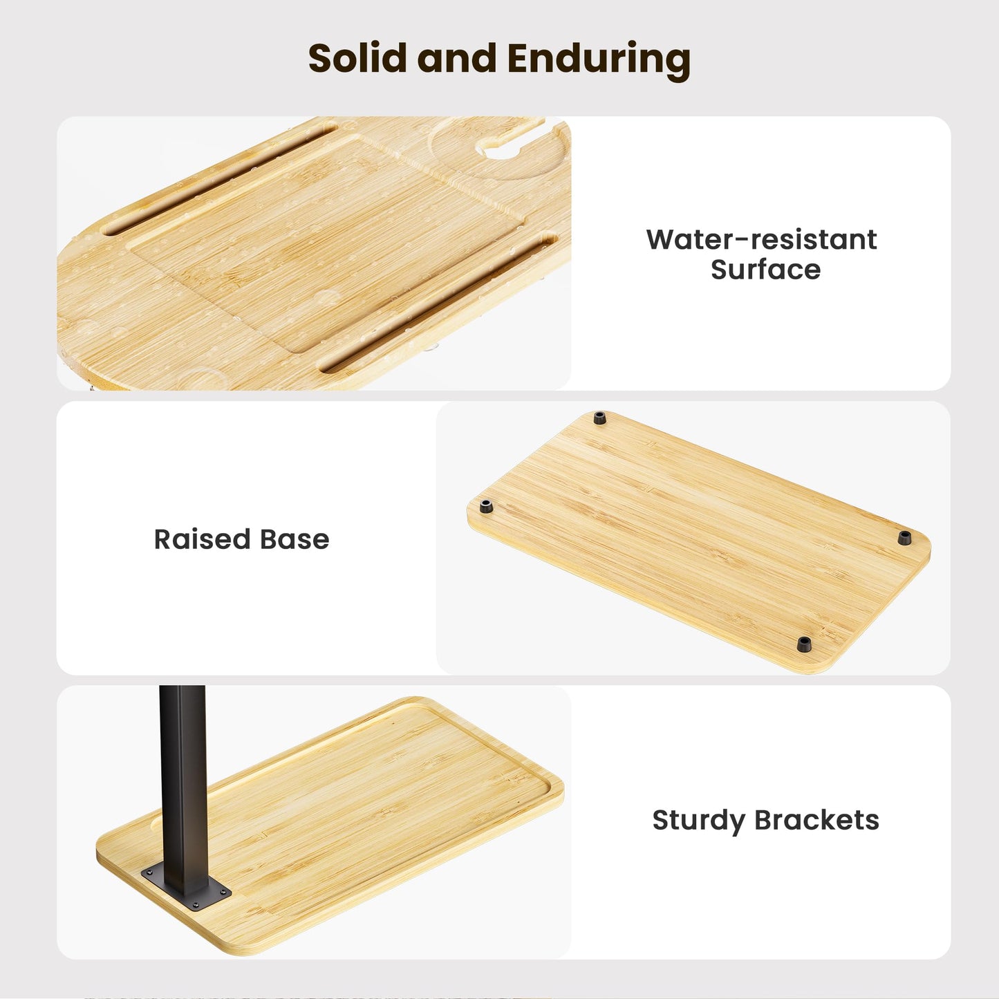 Sunnacate Bathtub Tray Table, Freestanding Bath Side Table Tub Tray Caddy, 3 Layer Bamboo Bath Board Shelf, Bathtub & Bathroom Accessories, New Home Gift for Mom, Housewarming, Anniversary, Wedding