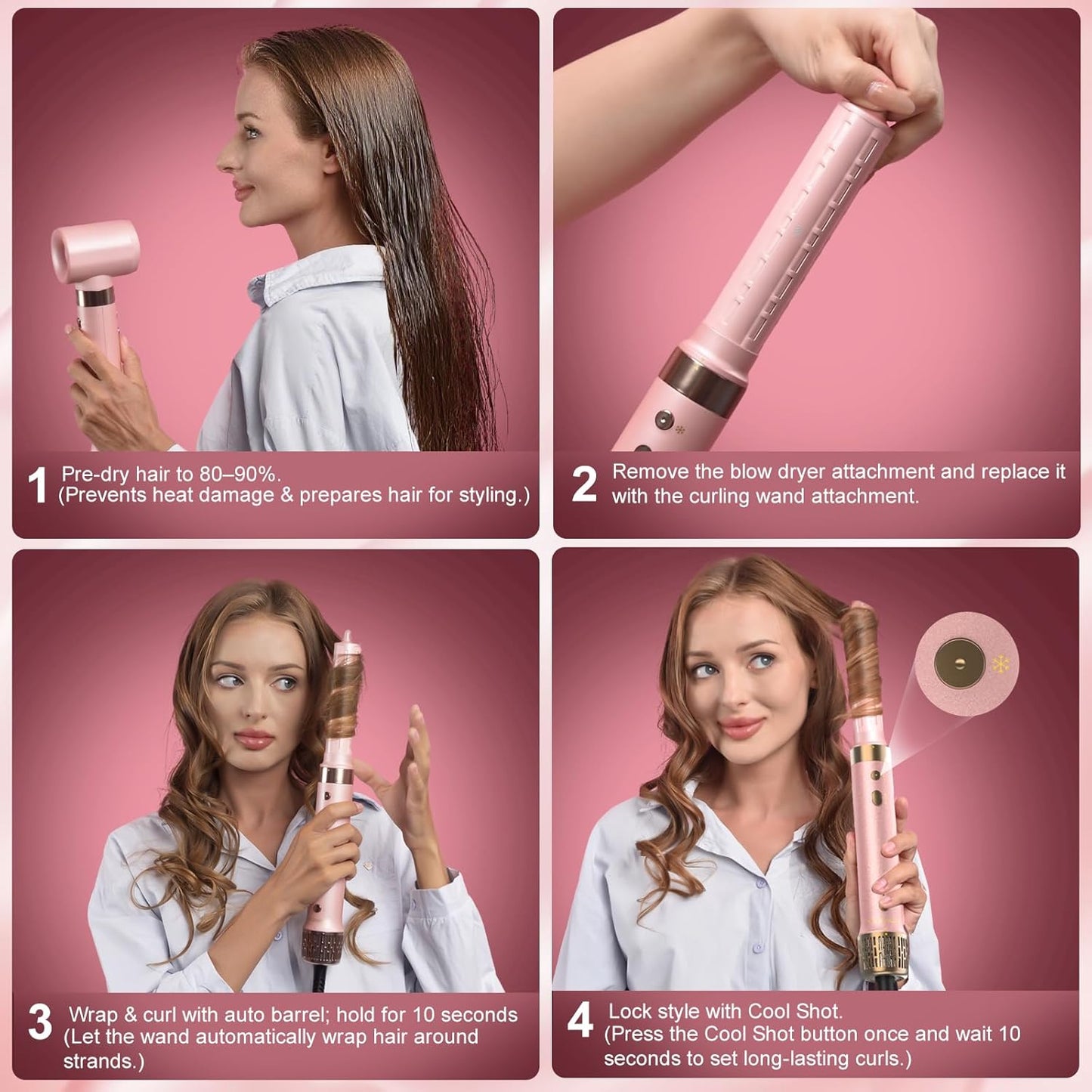 StyleVibe 6-in-1 Air Styler - Fast Drying Hair Dryer & Curling Brush for Smooth Blowouts | Frizz-Free, No Heat Damage