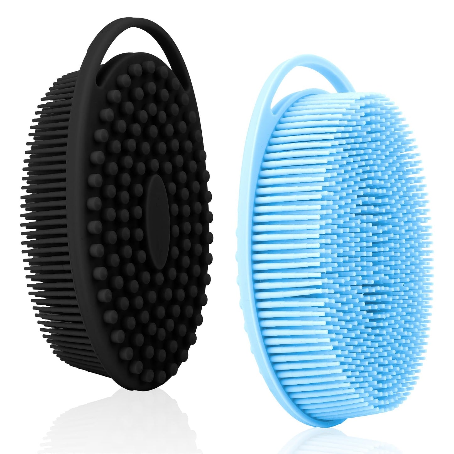 Soft Silicone Body Scrubber, 2 PCS Exfoliating Silicone Loofah, Body Scrubber Shower Brush Exfoliating and Massage 2 in 1, Bath Shower Brush for Cleaning Sensitive Skin Kids Women Men, Lather Well
