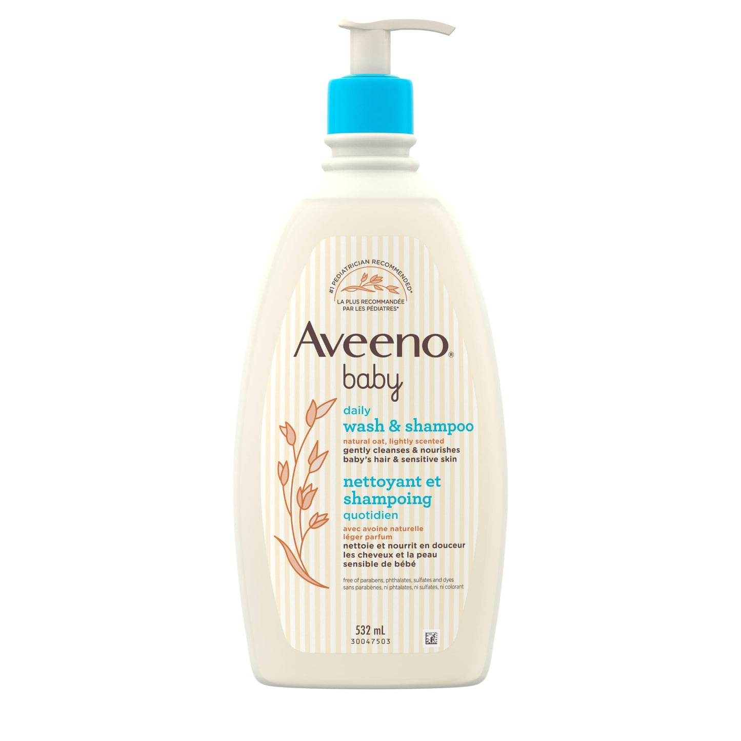 Aveeno Baby Daily Moisture Gentle Baby Body Wash and Shampoo with Oat Extract, 2-in-1 Baby Wash and Hair Shampoo, Tear-Free, Paraben-Free for Sensitive Skin and Hair, Lightly Scented, 18 Fl Oz