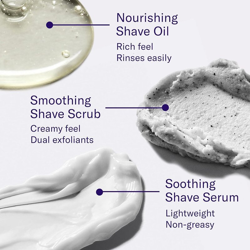 Flamingo 3-Step Shaving Set for Women - Smoothing Prep Scrub, Nourishing Shave Oil, and Soothing Post Shaving Serum - Glow Shave Collection