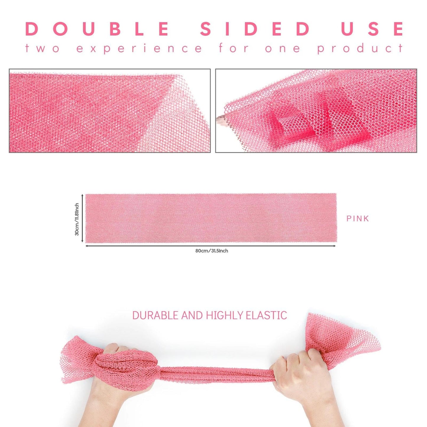 UJFQBH African Net Sponge African Net Long Net Bath Sponge Exfoliating Shower Body Scrubber Back Scrubber Skin Smoother,Great for Daily Use (Pink)