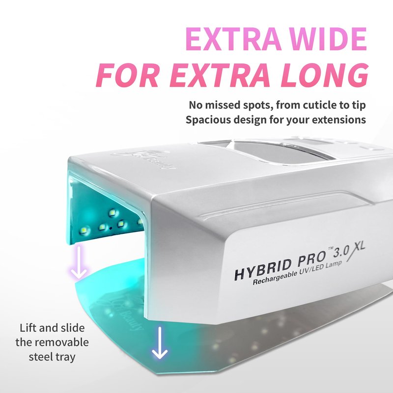 iGel Beauty Hybrid PRO 3.0 XL UV/LED Nail Lamp – Wireless Rechargeable 48W Nail Dryer, Extra Wide Full-Hand Curing, 9000mAh Battery, Smart Timer & Builder Gel Mode, Cordless Professional Lamp