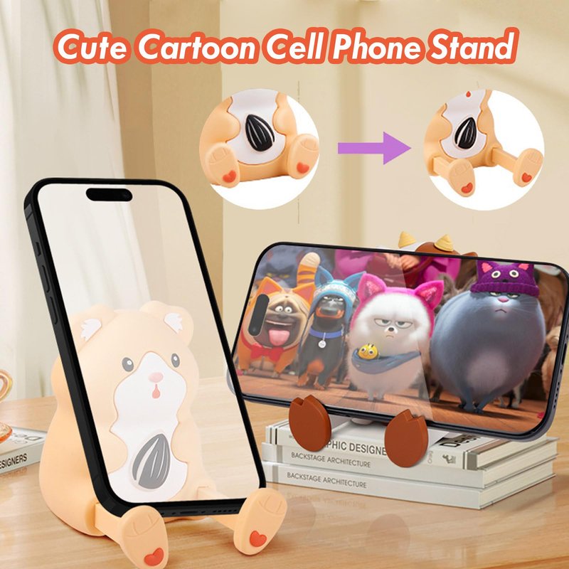 Portable Mini Cartoon Bluetooth Speaker with Phone Holder Mini Animal Cute Kids Wiressless Speaker Built-in Mic, Hands-Free Call for Home Trip Gift (Black-Cat)