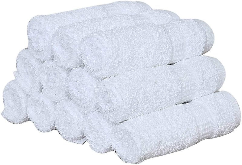 GOLD TEXTILES Premium White Washcloths Set - 300 Pack | 12x12 Inches - Ultra Soft, Highly Absorbent - Cotton Wash Cloths for Your Body - Machine Washable & Fingertips Towels (12 x 12, White - 300 Pcs)
