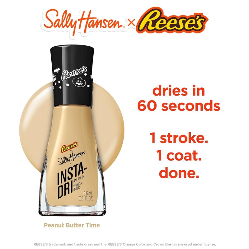Sally Hansen Insta-Dri Nail Polish - Quick Dry, Long Lasting, Streak-Free Shine | 740 Peanut Butter Time | Tan Brown Color
