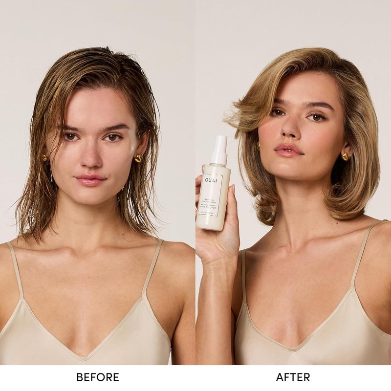 OUAI Leave In Conditioner - Detangling Spray & Heat Protectant Primer | Frizz Control, 450°F Heat Shield, 2 Count