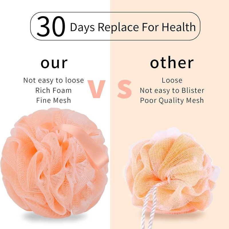 Exfoliating Bath Loofah Sponge - Mesh Pouf Shower Scrubber | 4-Pack Colorful Body Scrubbers for Men & Women