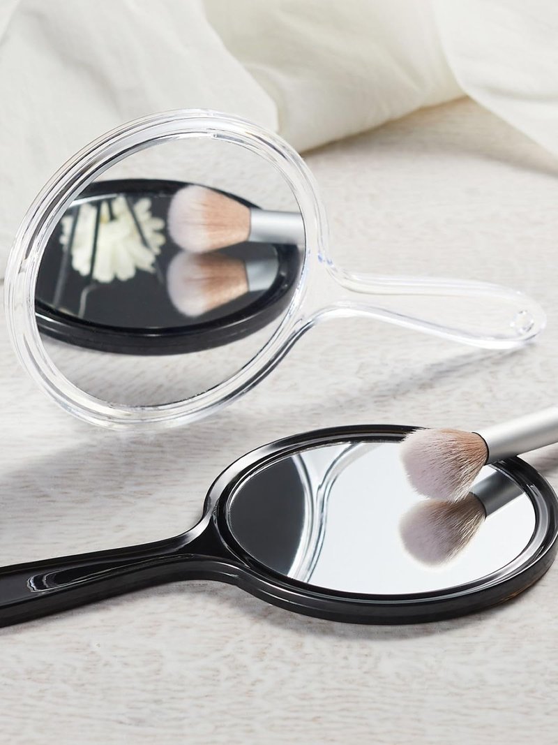 Macaki Hand Mirror, Double-Sided 1X/15X Magnifying Mirror with Handle, Acrylic, 10.5" L x 5.7" W, Clear, Pack of 1