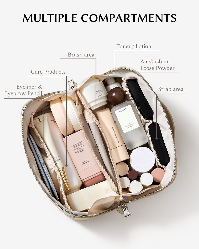 Large Capacity Makeup Bag - Waterproof Portable Travel Toiletry Bag with Divider & Handle | Ideal for Organizing Cosmetics