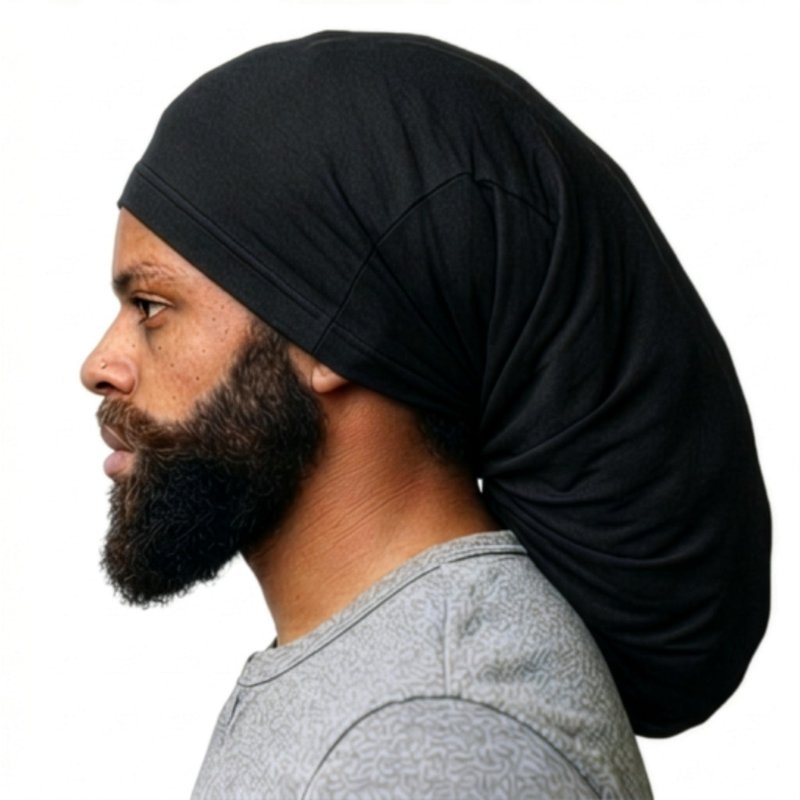 KLY Groups Spandex Dreadlock Caps for Locs, Braids & Natural Hair, Super Long 2 Pack – 4-Way Stretch Sleep & Workout Cover, Protects from Breakage & Lint, Unisex Black 9" x 20"