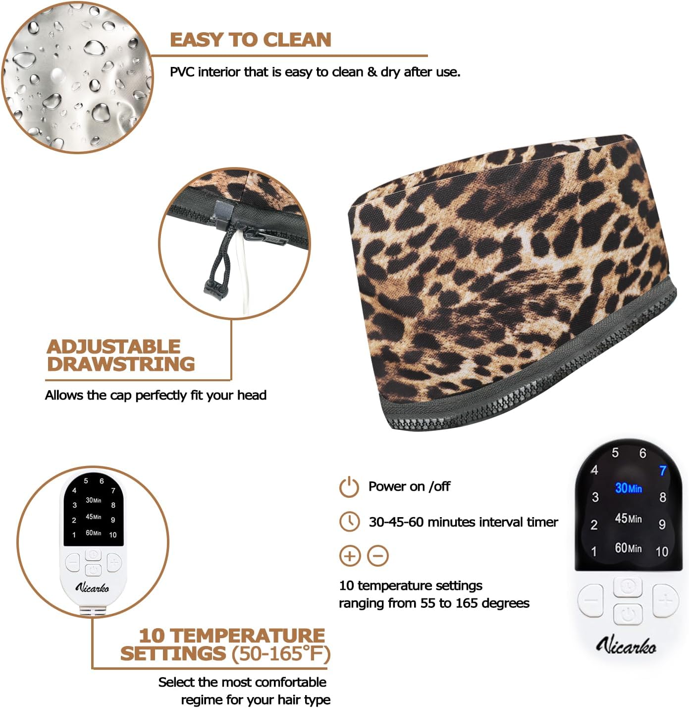 VICARKO Hair Steamer - Deep Conditioning Treatment with 10 Heat Levels | 118” Power Cord & Heating Cap