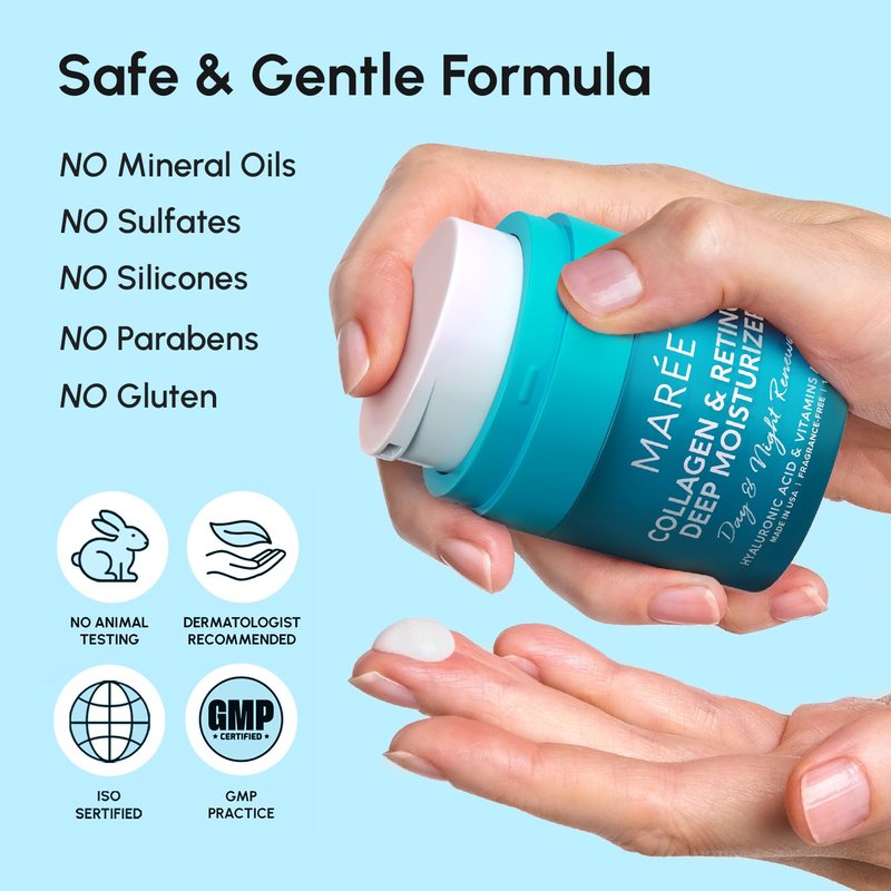 MAREE Retinol Face Moisturizer - Anti-Aging Cream with Collagen for Daily Use - Hydrating Facial Cream