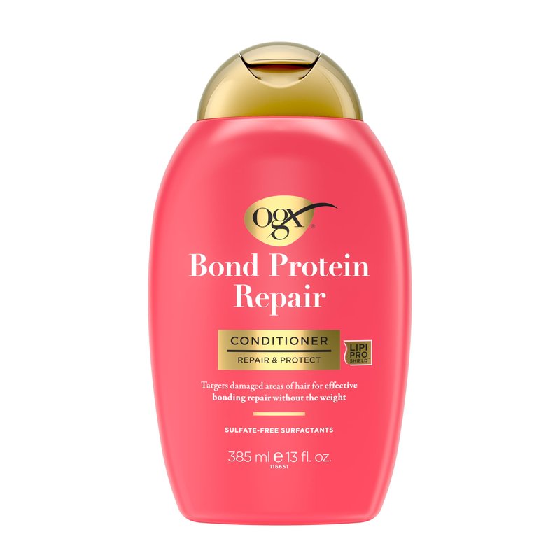 OGX Repair & Protect Bond Protein Repair Conditioner, Lightweight Conditioner Targets Damaged Areas of Hair, Formulated without Parabens, Sulfate-Free Surfactants, 13 fl. oz