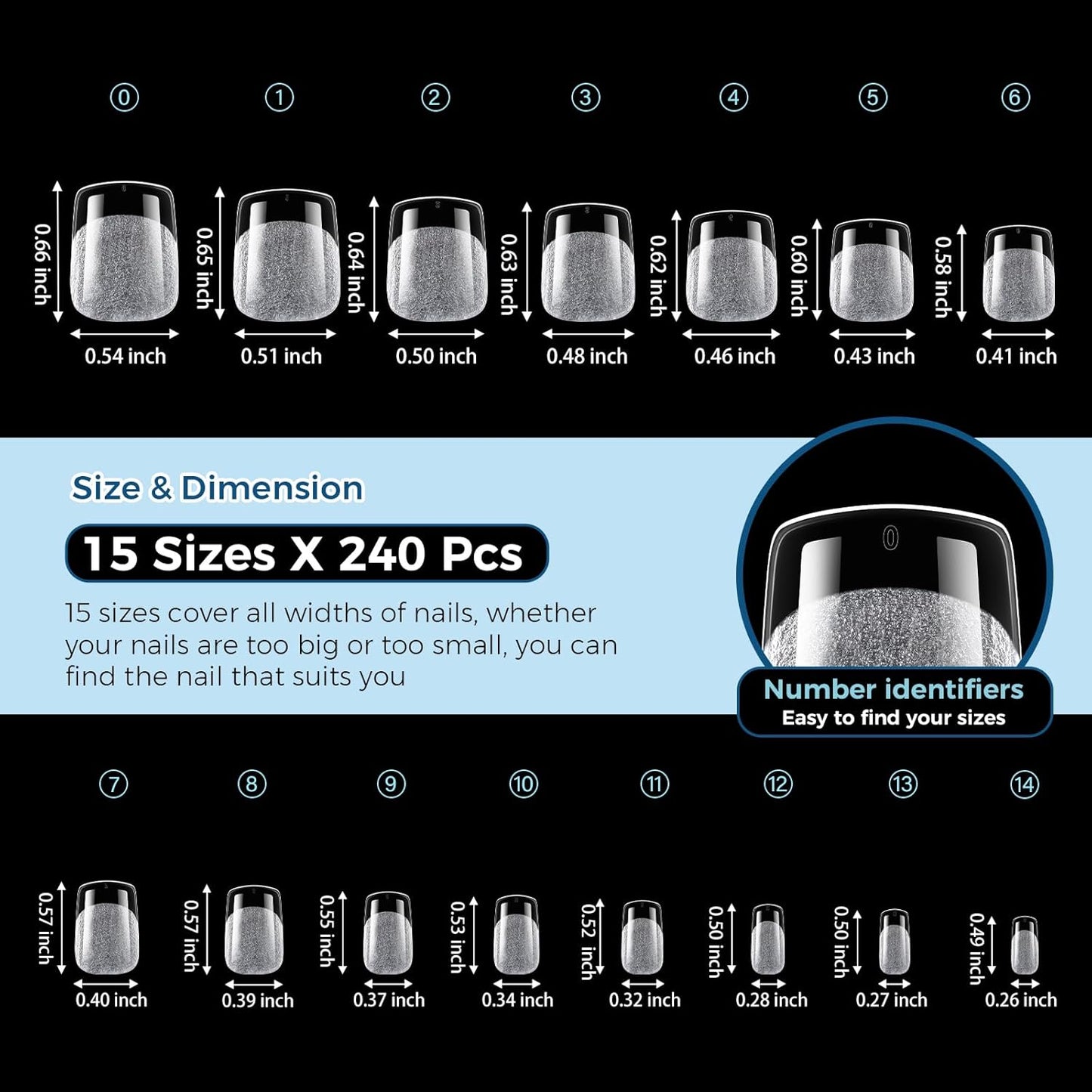 TOMICCA Extra Short Square Nail Tips - 240pcs Soft Gel Full Cover Clear Fake Nails for Beginners & Pros