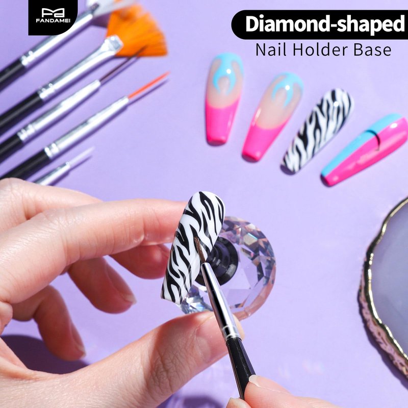 FANDAMEI Nail Design Tools, Nail Art Tools, Nail Brush, Nail Art Kit With Nail Stand, Nail Holder For Painting Nails, Nail Art Brushes, Nail Dotting Tool, Nail Art Palette, Nail Tools For Nail Art