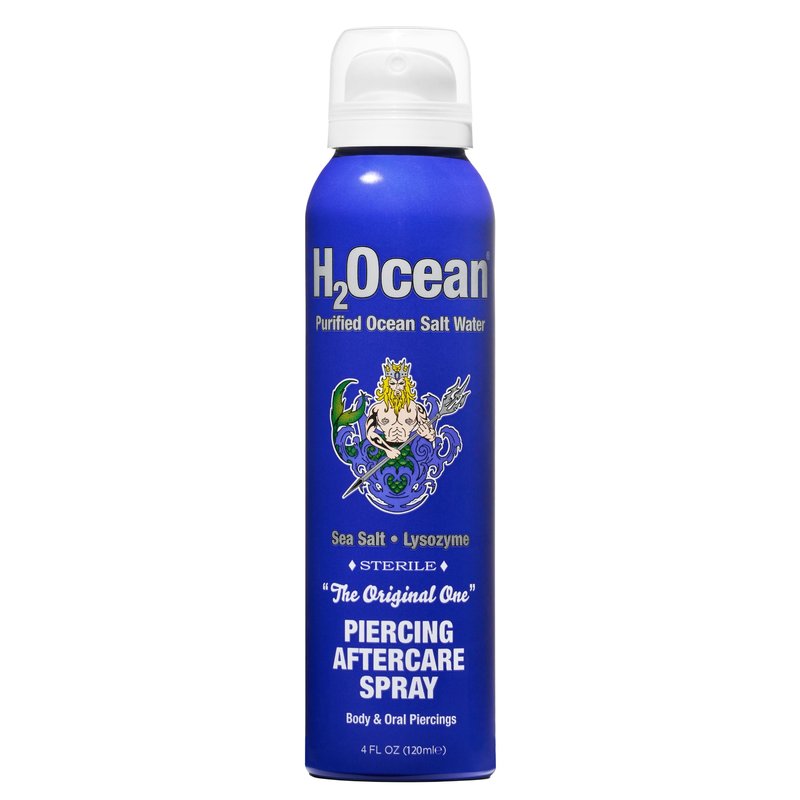 H2Ocean Piercing Aftercare Spray – Sea Salt Spray for Body and Facial Piercings – Ear, Nose, Navel, Oral & Body Piercing Cleaner, Aftercare Solution for New Piercings– 4oz