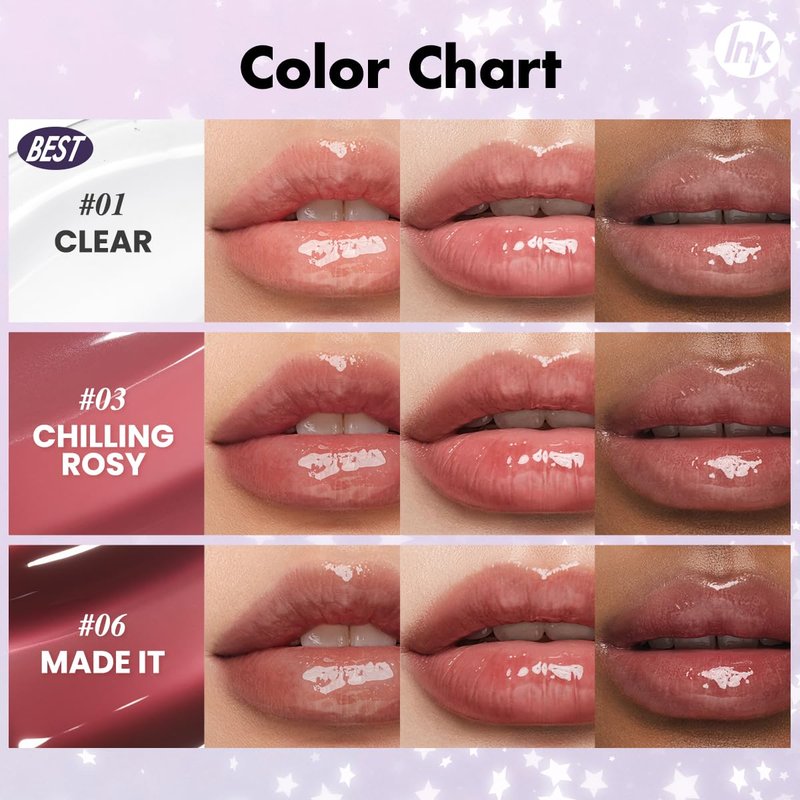 Peripera Ink Glasting Lip Gloss, Non-Sticky, Gloss Shine, 4XL Wand for Easy Application, Korean Lip Gloss, Fuller Looking Lips, Buttery Soft, Long Lasting Lip