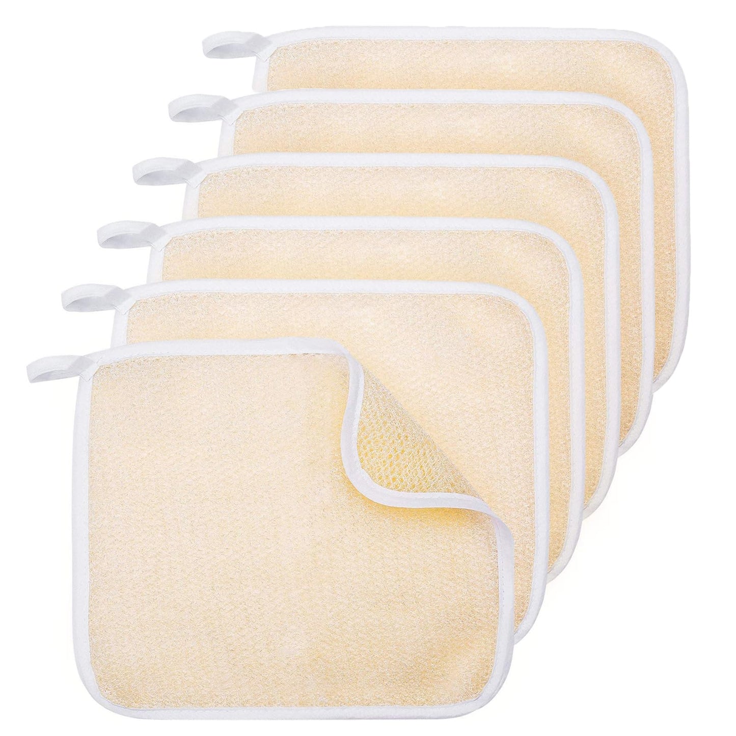 6 Count Exfoliating Washcloth for Body and Face Facial Wash Cloths Bath Scrub Soft Weave Loofah Towel Exfoliate Bath Towel Remove Dead Skin Wash Cloth Massage Bath Cloth for Women Man 10.6x9 Inch