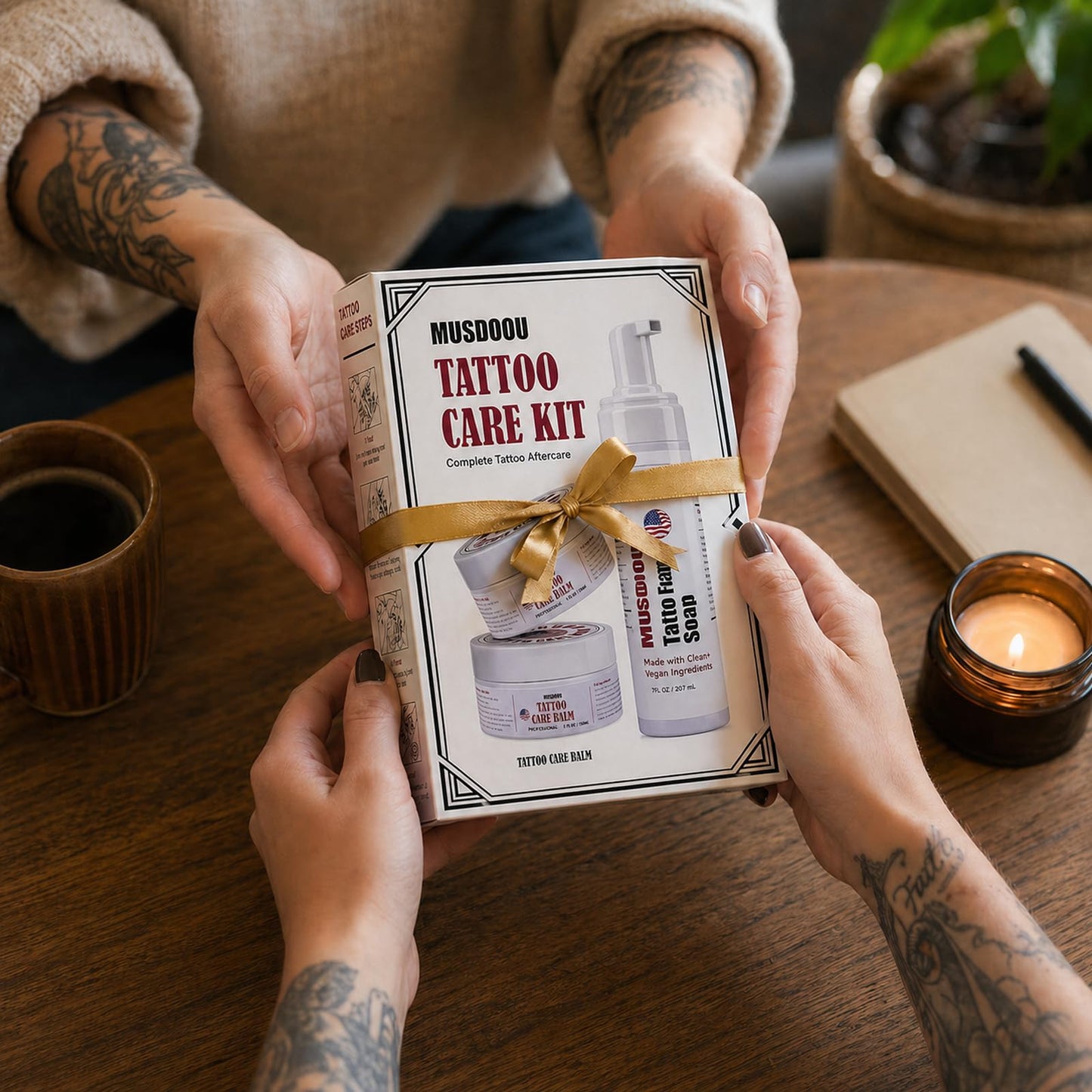 Tattoo Aftercare Kit,Dad Gifts for Fathers Day,10oz Tattoo Balm and 7oz Foam Soap,Moisturizes and Helps Protect Tattooed Skin,Revives New & Old Tattoo Appearance,pH Balanced Piercing & Tattoo Cleanser