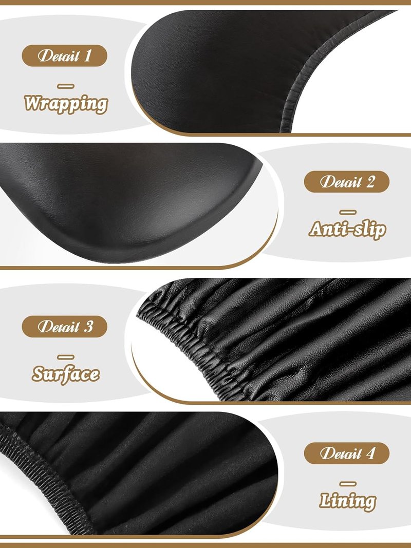 Nail Arm Rest Covers - Set of 2 Premium PU Leather Protectors | Waterproof Black for U-Shaped Manicure