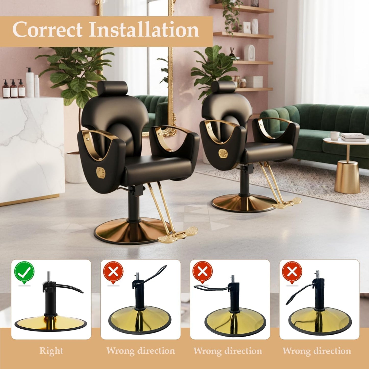 Skiennix Reclining Barber Salon Chair - Professional Hair Stylist Chair with Heavy-Duty Hydraulic Pump | Multi-Function Design for Spa & Home Use